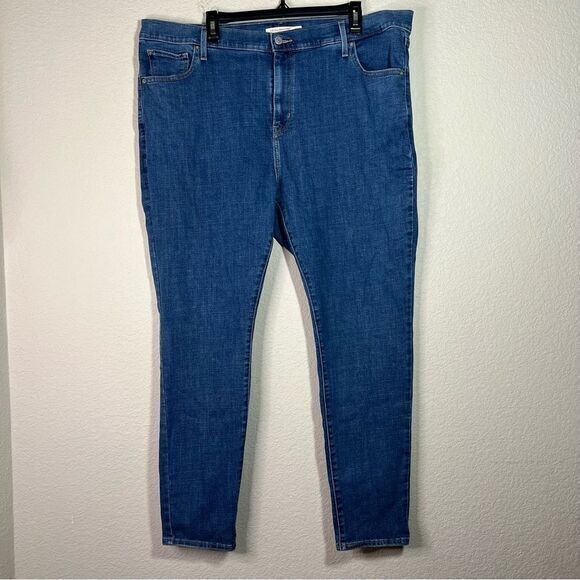 Levi's Womens 721 Jeans High Rise Skinny Medium Wash Stretch Denim Blue Size 22W - Picture 1 of 9